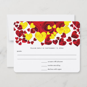 Coeurs rose rouge et jaune RSVP