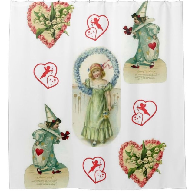 coeurs roses ange valentines douche rideau (Devant)