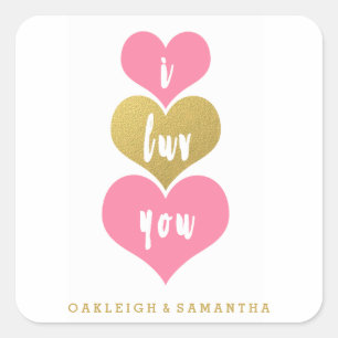 Coeurs roses doux Stickers Valentines