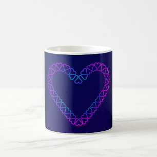 Cœurs roses et cyan sur mug