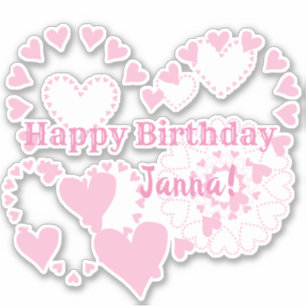 Coeurs roses Joyeux Anniversaire Matte Stickers bl