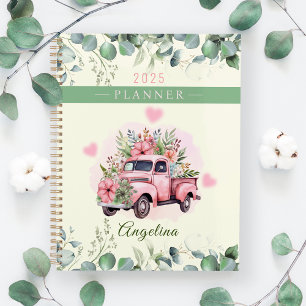Cœurs Roses Mignons Camion Fleur Vintage Personnal
