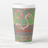 Coeurs roses Mousse pourpre Moss Latte Mug