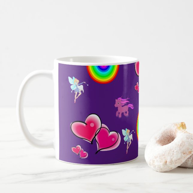 Coeurs roses Mug (Avec donut)