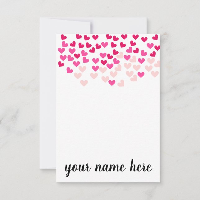Coeurs roses personnalisées Filles Cartes pour not (Devant)