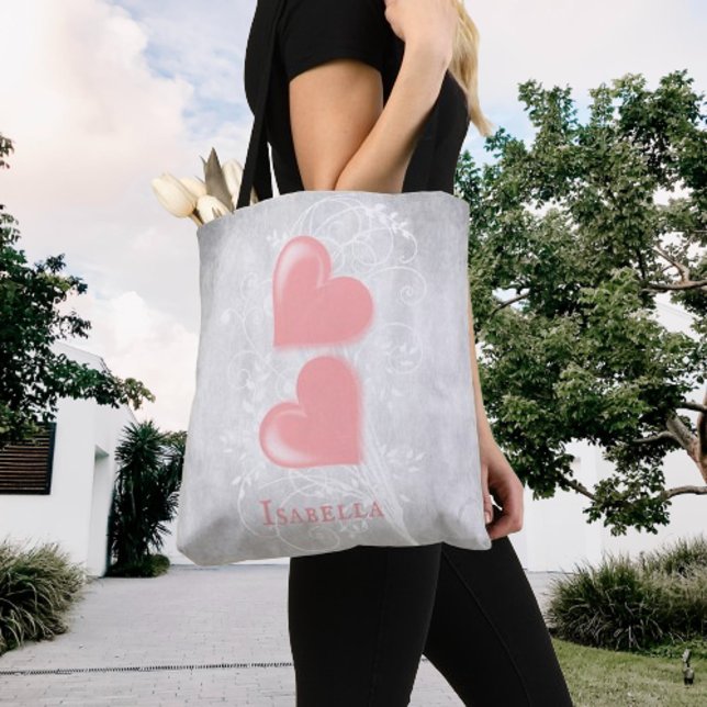 Coeurs roses Sac fourre-tout personnalisé (Pink Hearts Personalized Tote Bag)