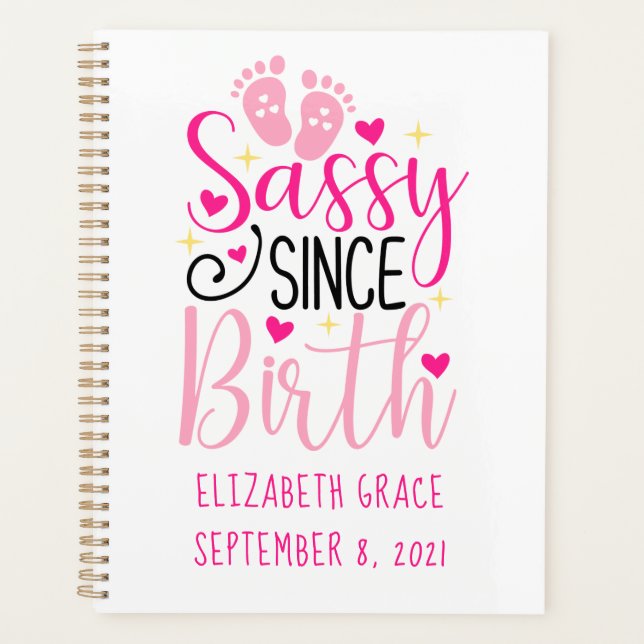 Coeurs roses Statistiques de naissance Sassy depui (Devant)