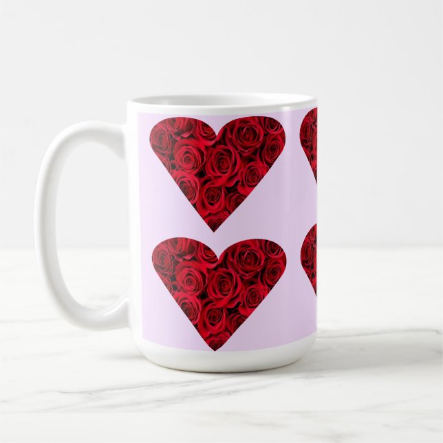Coeurs roses sur la Mug de Coupe Rose (Gauche)