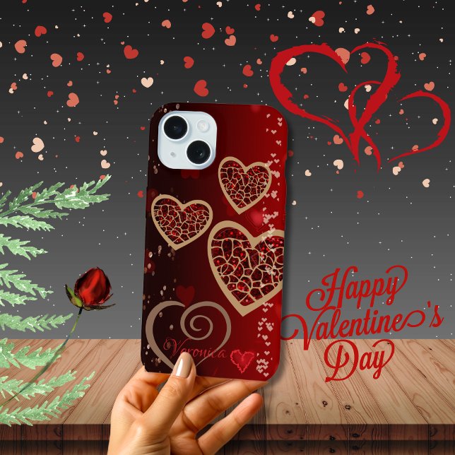 Cœurs Rouge Clair (Bright Red Hearts iPhone 15 Case)