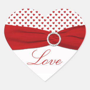 Coeurs rouges et blancs "Amour" - Sticker en forme