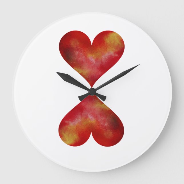 Coeurs rouges - Horloge ronde (grande) (Recto)
