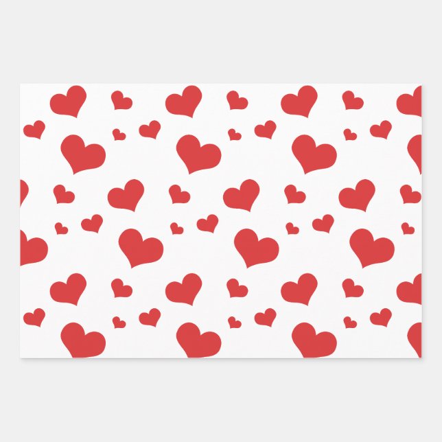 Coeurs rouges sur les feuilles de papier d'emballa (Devant)