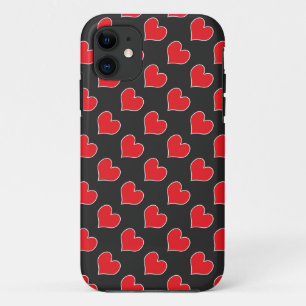 Coeurs rouges sur motif noir iphone 5 coque