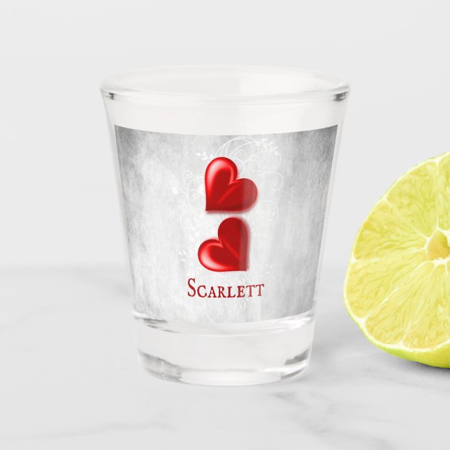 Coeurs rouges Verre de tir personnalisé (Devant)