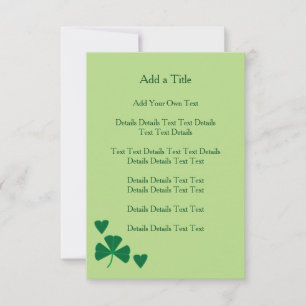 Coeurs simples et Shamrock Invitation vert