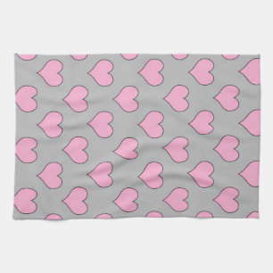 Coeurs valentine rose motif serviette de cuisine