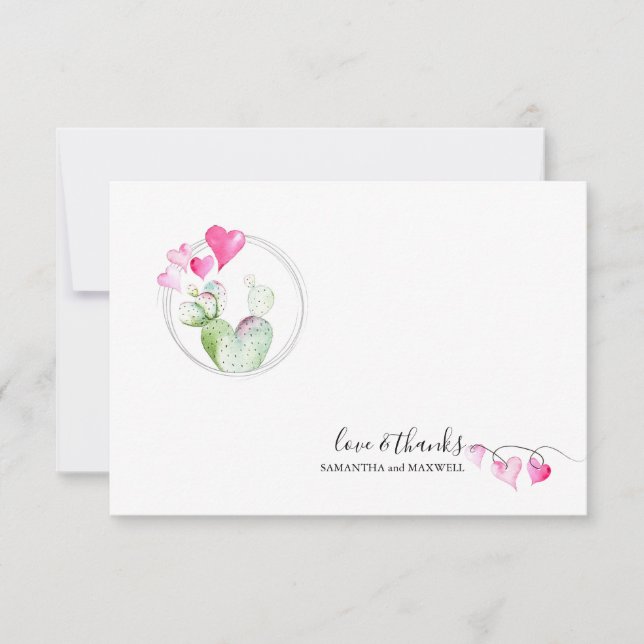 Coeurs Valentines Jour Carte de remerciements Cact (Devant)