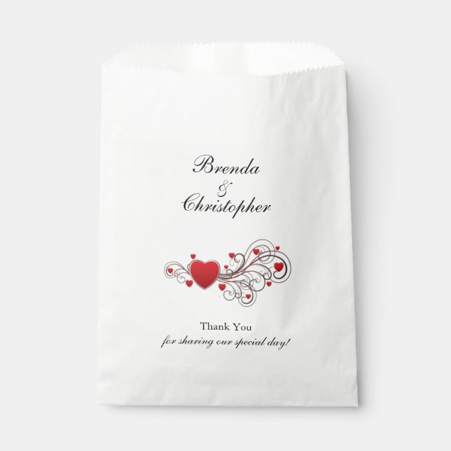 Coeurs Valentines Mariage Merci Favor Sacs (Devant)