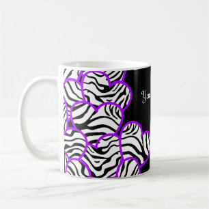 Coeurs zèbres violets mug