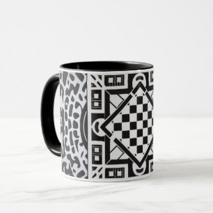 COFFCOFFEE MUG, geometrische Motive in Schwarz-Wei Tasse
