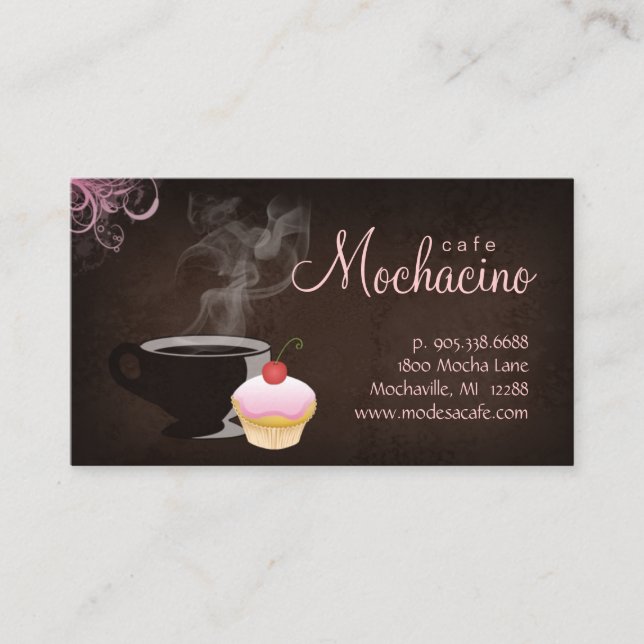 Coffe Club Carte de visite avec muffin rose (Devant)