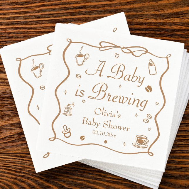 Coffee A Baby is Brewing Baby Shower Serviette (Von Creator hochgeladen)