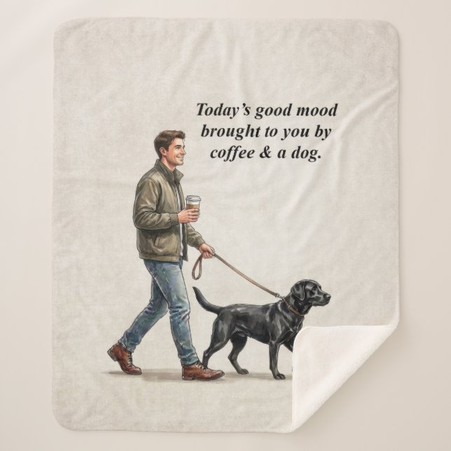 Coffee & a Black Lab Cozy Day Sherpadecke (Vorderseite)