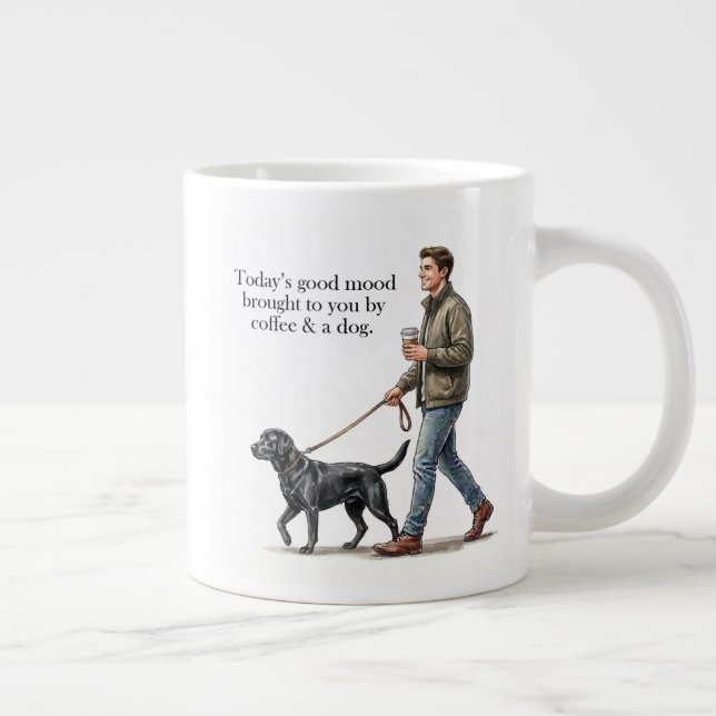 Coffee & a Black Lab Start the Day Right Jumbo-Tasse (Rechts)