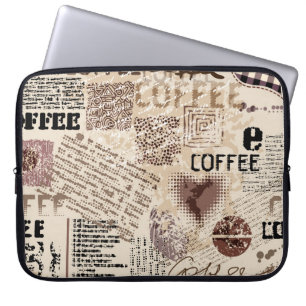 Coffee. Abstraktes Kaffeemuster auf braunem Hinter Laptopschutzhülle