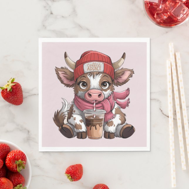 Coffee Addict Cow Serviette (Beispiel)