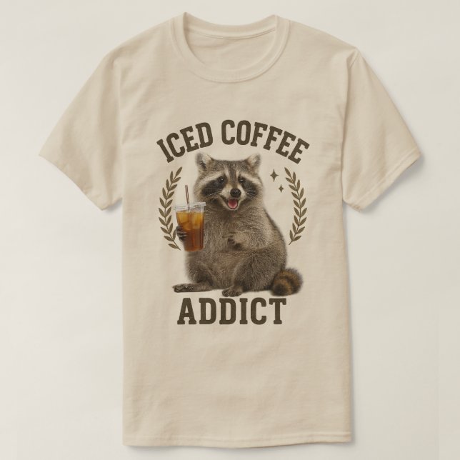 Coffee Addict Raccoon Drink Coffein Lover T-Shirt (Design vorne)