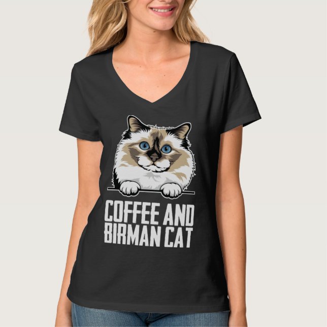 Coffee and birman cat T-Shirt (Vorderseite)