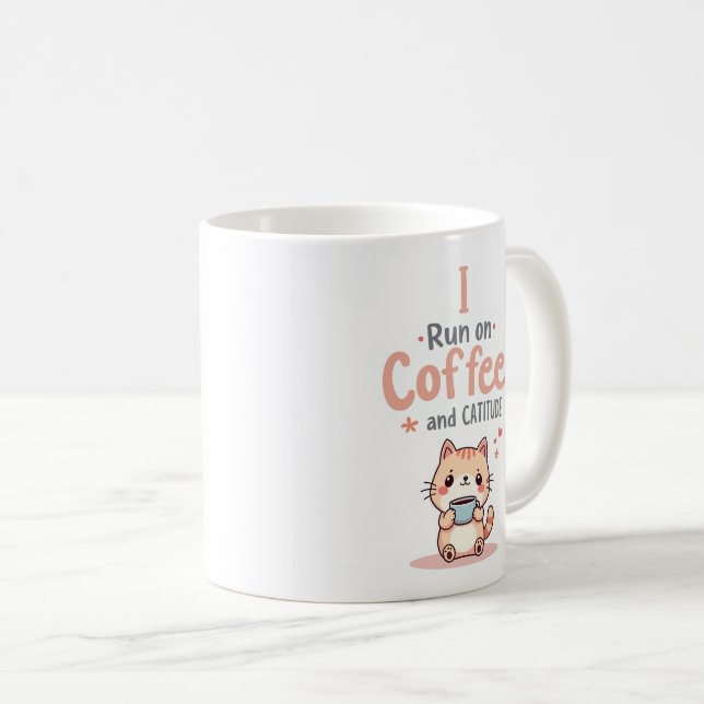 Coffee and Cattitude Funny Cat Mug (Devant droit)