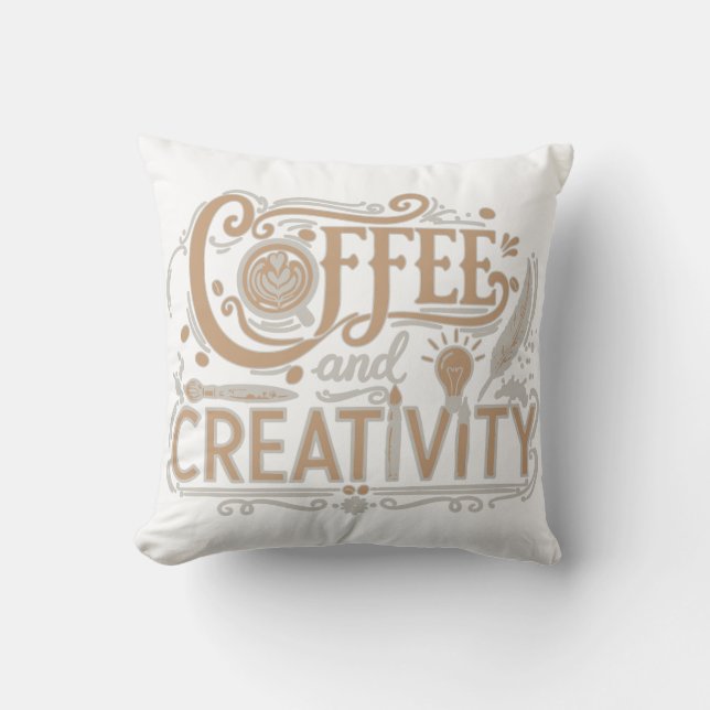 Coffee and Creativity Typography Kissen (Vorderseite)