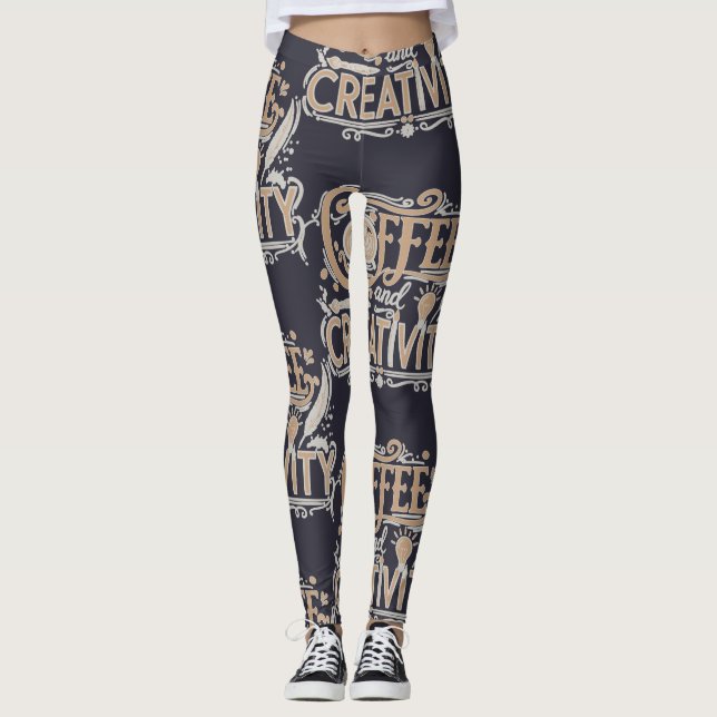 Coffee and Creativity Typography Leggings (Vorderseite)