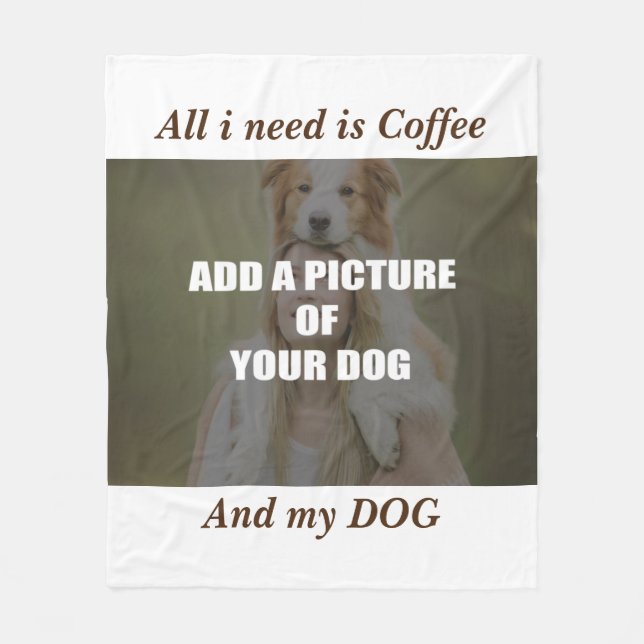 Coffee and my Dog Throw Pillow Fleecedecke (Vorderseite)