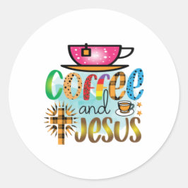Coffee Art Cofee And Jesus Runder Aufkleber