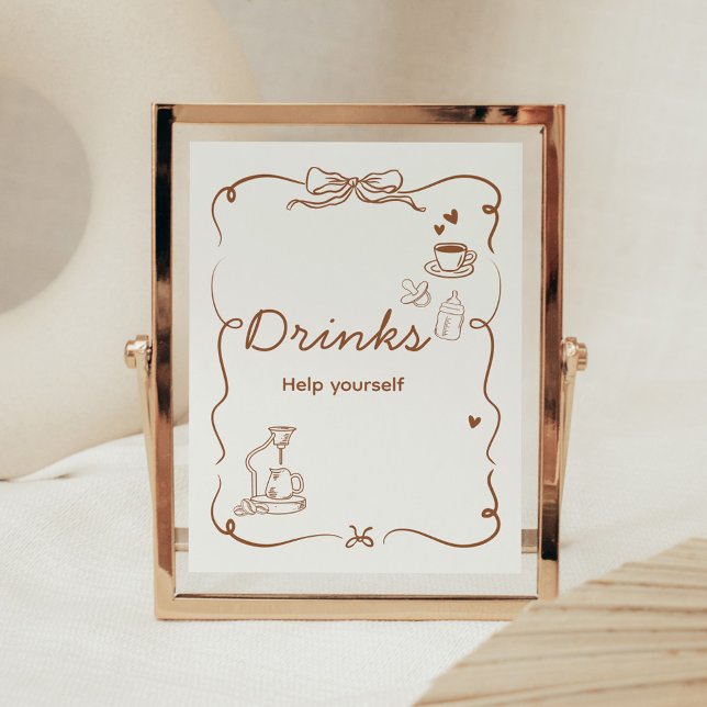 Coffee Baby is Brewing Baby Shower Drinks Sign Poster (Coffee Baby is Brewing Baby Shower Sign)
