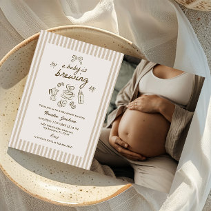 Coffee Baby is Brewing Baby Shower Foto Einladung