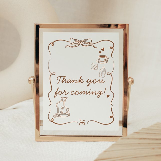 Coffee Baby is Brewing Baby Shower Thank you Sign Poster (Coffee Baby is Brewing Baby Shower Sign)
