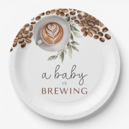 Coffee Baby Shower - ein Baby wird brauen Pappteller