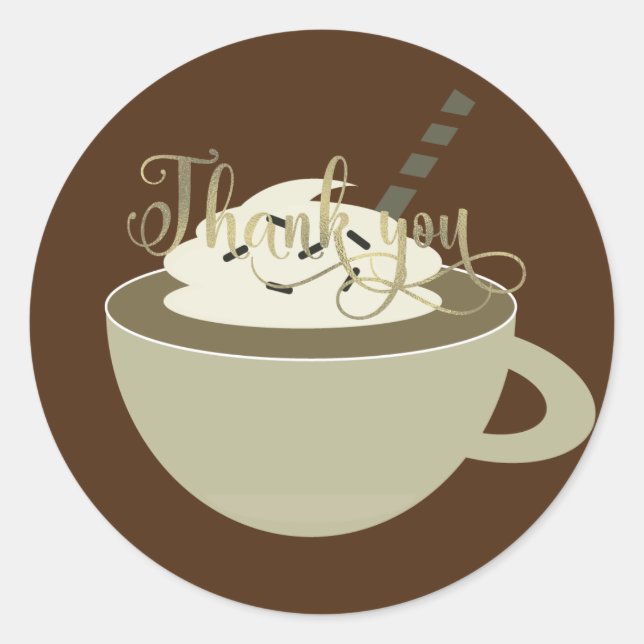 Coffee Bar Cup Latte Brautparty Foil Skript Runder Aufkleber (Vorderseite)