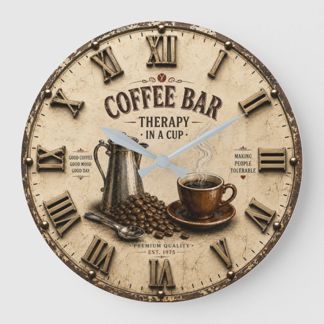 Coffee Bar Therapy Große Wanduhr (Vorderseite)