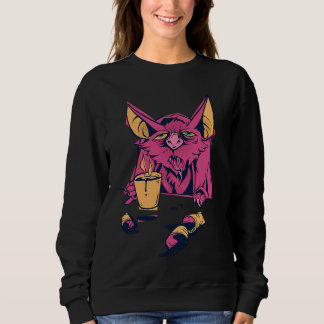 Coffee Bat Drinking Funny Bat Animal Drink Coffee  Sweatshirt