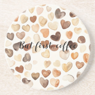 Coffee Bean Hearts Coffee First Getränkeuntersetzer