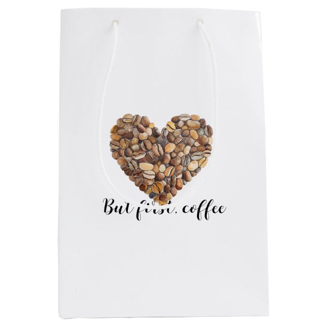 Coffee Bean Hearts Coffee First Mittlere Geschenktüte (Vorderseite)