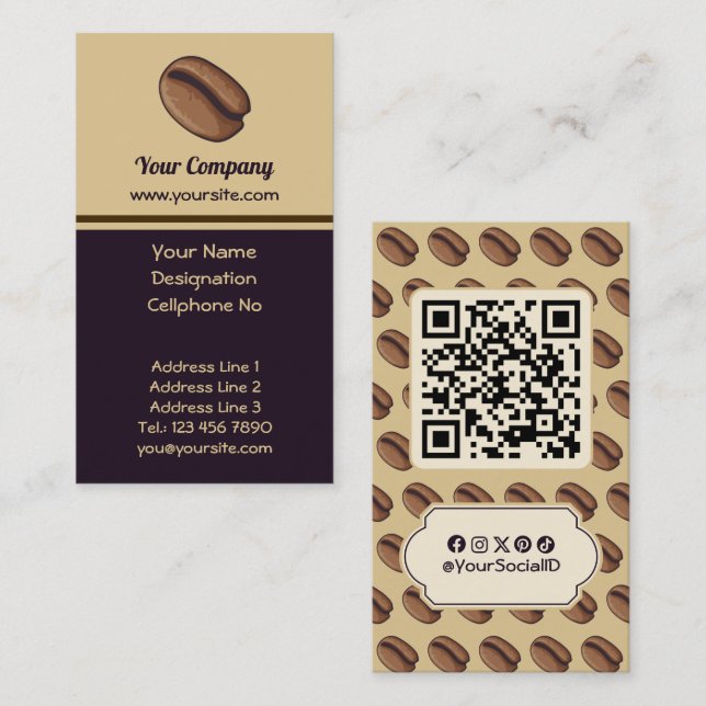 Coffee Bean Icon Visitenkarte (Vorne/Hinten)