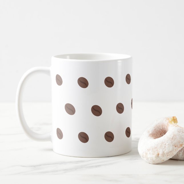 Coffee Bean Pattern Minimalist Design Kaffeetasse (Mit Donut)