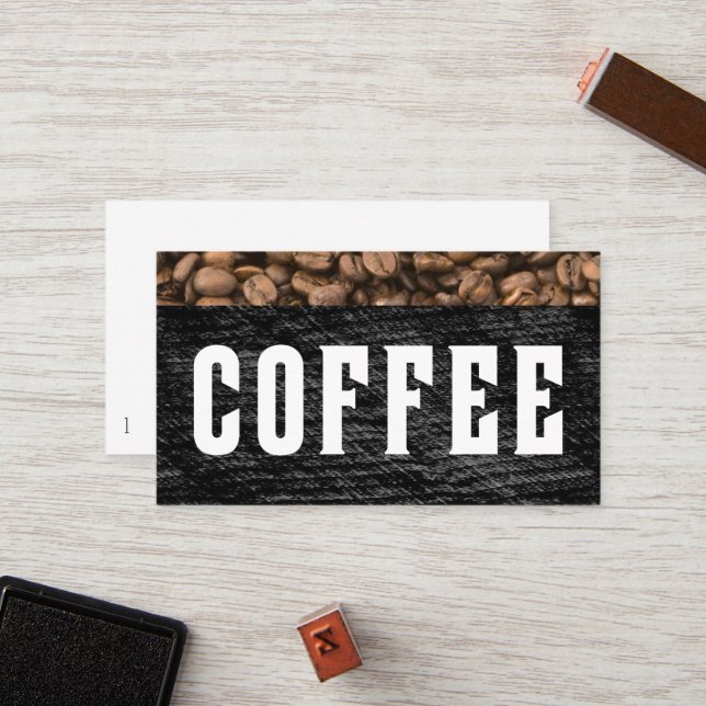 Coffee Bean Top Stripe Letterpress Punchcard Treuekarte (Vorderseite/Rückseite Beispiel)