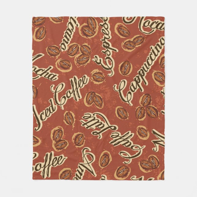 Coffee beans and typography written grunge seamles fleecedecke (Vorderseite)